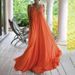 2025 Summer Orange V-neck Long Bohemian Plus Size Strap Dress Versatile_ecoleips.com