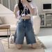 Women's High Waist Distressed Denim Shorts - Summer Blue Ripped Casual Boho Shorts With Stretch Mid-Length Loose Fit Capri Pants For Women_ecoleips.com
