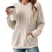 Autumn Women's Knit Cardigan With Hood, Striped Pockets, And Kangaroo-Style Pockets_ecoleips.com