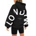 Women's Clothing Printed Long Sleeved Loose Pocket Hooded Sweatshirt_ecoleips.com