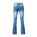 K Women's Jeans, Slim-fit Stretch Flare Pants, Solid-colored Denim Pants_ecoleips.com