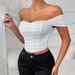 Women's Clothing Fishbone Corset Strapless Camisole Tank Top Off-the-Shoulder Short-Sleeved Vacation Style_ecoleips.com