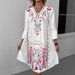 Elegant V-Neck Floral Print Casual Dress Lace Trim Summer Boho Chic Sleeve Blouse for Women Black Red Rose Beige S-5XL_ecoleips.com