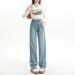 Slim-fit Straight-leg Jeans Women, 2026 Spring New Style, High-waisted Wide-leg Pants For Petite Figures, Loose-fitting_ecoleips.com