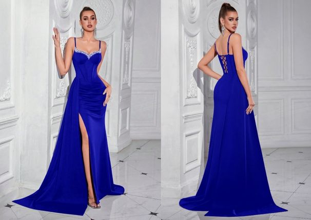 Foreign Trade High-End Socialite Style Dress Hot-Selling Heavy Beading And Rhinestone Elegant Niche Evening Gown_ecoleips.com