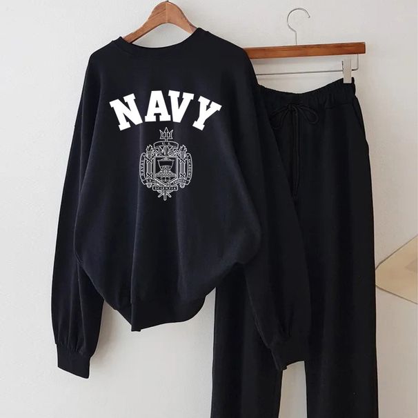 Women's Clothing Sports Casual Student Suit Loose Sweater Sweatpants Two Piece Suit Cotton Pant Sets_ecoleips.com