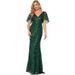 Women's Clothing Evening Dress Plus Size Embroidered Sequined Ball Gown For Women With Lotus Leaf Sleeves And Fishtail Long Skirt_ecoleips.com