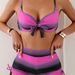 Women's Backless Push-Up Bikini Set 2026 Striped Design Drawstring Detail European American Style Sexy Swimwear_ecoleips.com
