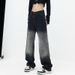 Black Gradient Jeans Women With A Pear-shaped Figure, 2026 High-waisted Straight Wide-leg Pants, Long Trousers For_ecoleips.com