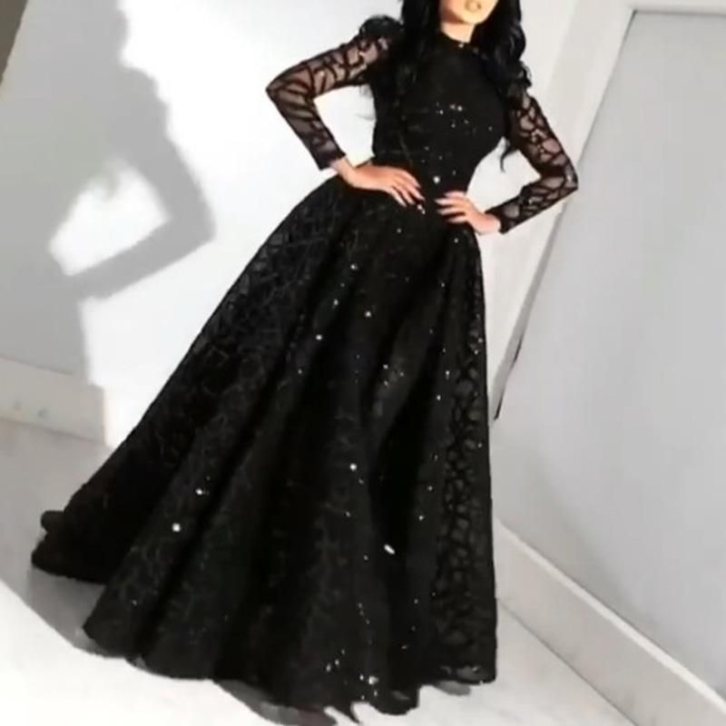 Women's Clothing Long Sleeve Sequined Swing Evening Dress New_ecoleips.com