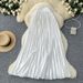 Women's Clothing High Grade Metallic Pleated Skirt Autumn And Winter Styles Fashionable Elastic Waist Elegant A Line Mid Length Skirt_ecoleips.com