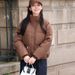 Women's Clothing Short Puffer Jacket With Stand Collar, Quilted Winter Coat, Lightweight Warm Fleece Lined Outerwear, Casual Streetwear_ecoleips.com