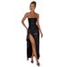 European And American Cross-Border Summer 2025 New Style Socialite Elegant Sexy Slim Shiny Material Strapless Slit Dress_ecoleips.com