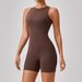 Women's Nude Short Tight Yoga Jumpsuit European American Style Cross Border Sports Fitness Running Clothing_ecoleips.com