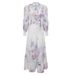Elegant Floral Print Chiffon Dress With Lantern Sleeves & Peplum Hem - A-Line Long Dress For Women (Pink, Light Blue, Lavender)_ecoleips.com