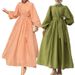 Muslim Dress Women Elegant Long Sleeve Dress With Belt – Minimalist Lapel & Button Design – Olive & Coral A-Line Maxi Dress For Office & Evening_ecoleips.com