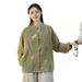 25 Spring New Artistic Cotton And Top Shirt Women's Color Blocked Pan Buttoned Cardigan Coat_ecoleips.com