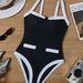 Women's Sexy Backless Cross Design One Piece Swimsuit Black White Bikini Beachwear For Summer Vacation_ecoleips.com