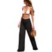 Women's Sexy See Through Knitted Hollow Out Drawstring Beach Pants Loose Long Casual Fashion_ecoleips.com