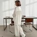 Apricot Wrinkle Fabric Sleeve Long Pants Loose Weable Women's Pajama Set European And American Autumn New Home_ecoleips.com