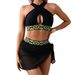 Women's 3-Piece Bikini Swimsuit Sexy Hollow Out Patchwork Design European And American Style Swimwear_ecoleips.com
