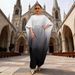 Women's Plus Size Two-Piece Set Gradient Loose Top Wide Leg Pleated Pants Drawstring Fashion Clothing_ecoleips.com