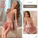 Aria Basics Sexy Pajamas New French Style High-end Gold Velvet Solid Color Camisole Nightdress Robe Home Wear Set 2096_ecoleips.com