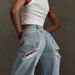 2025 New European And American Style Loose Light Blue Straight For Women Summer Denim Wide Leg Long Pants Ripped Flared_ecoleips.com