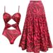 Women's Clothing Women's One Piece Swimsuit Quick-Dry Hollow Out Print Modest Coverage Beach & Pool Ready Vacation Style Polyester Clothing_ecoleips.com