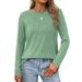 Women's Clothing Oversized Long-Sleeve Round Neck T-Shirt – Soft Cotton Blend Casual Top For Fall & Winter_ecoleips.com