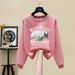 Women's Fleece Lined Sweatshirt round Neck Thick Korean Style Casual Loose Fit Pure Cotton Top Autumn Winter Pure Color Slimming_ecoleips.com