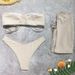 Qianmo Women's Sexy Bikini Swimwear Two Piece Set Wire-Free Chest Pad European American Sports Style for Ages 16-45_ecoleips.com