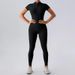 New High-waisted Slim-fit Jumpsuit For Women, Long-sleeved Solid Color Sports Fitness Suit, Stretchy Yoga Wear_ecoleips.com