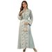 Elegant Muslim Abaya Dress Set With Embroidery & Waist Belt - Modest Long Sleeve Maxi Dress For Women - Occasion Wear For Banquet, Daily & Gathering_ecoleips.com