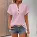 Women's Casual Button V Neck T-Shirt Solid Color Fashion Top For Spring/Summer Style_ecoleips.com