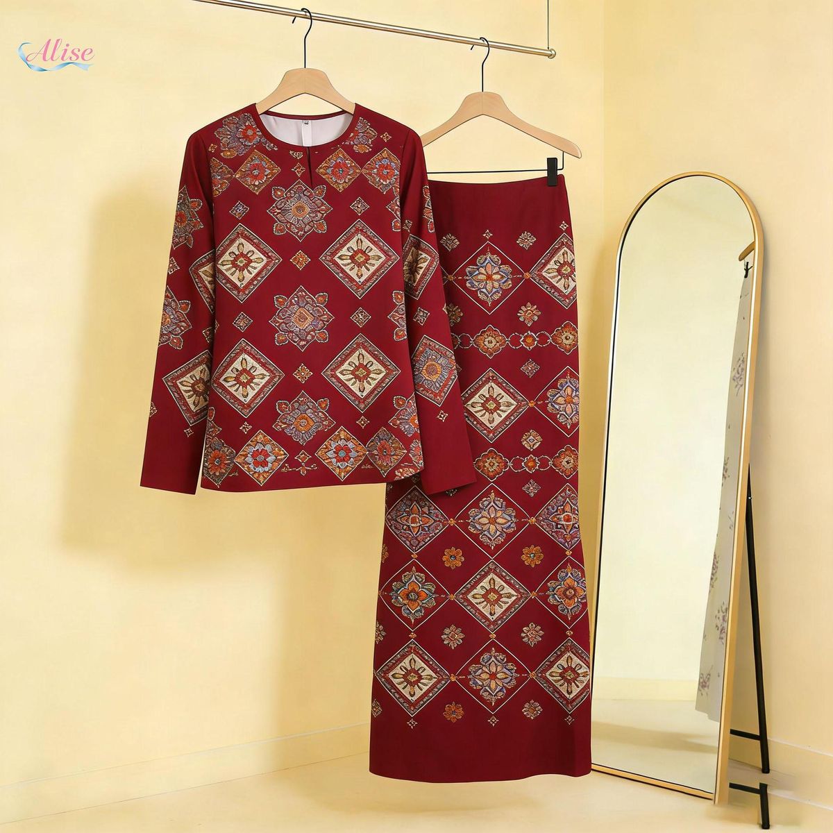 Elegant 3D Floral Two-Piece Dress Set for Women Modest Flowy Maxi Skirt And Blouse 5 Colors Available Sizes S-3XL_ecoleips.com