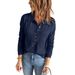 Solid Color Knitted Sweater, Women's Single-Breasted Lapels, Long Sleeves, Loose Casual Base Tops, Autumn And Winter_ecoleips.com