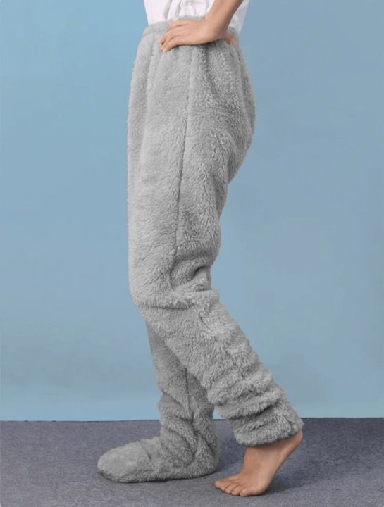 Warm Thickened Fleece Lined Pants For Men And Women Winter Comfortable Bottoms Suitable Sales In With Included Socks And Footwear_ecoleips.com