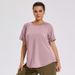 New Mesh Back Loose Quick Drying T-shirt Cover, Breathable Yoga Suit, Short Sleeved Running And Fitness Sportswear For_ecoleips.com