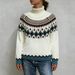 "Women's Chunky Knit Sweater - Soft Acrylic Blend Winter Pullover With Jacquard Pattern, Cozy Oversized Casual Sweater For Fall And Winter"_ecoleips.com