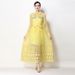 Women's Clothing Elegant French Style Women's Dress With Beaded Rhinestone Embellishments Openwork Design Lapel Collar Long Sleeves Fitted Waist_ecoleips.com