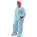 Plus Size Women's Casual Long Sleeved Collared Loose Shirt African Style Two Piece Set American Style Loose Trousers_ecoleips.com