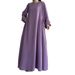 Women’s Clothing New Muslim Women's Loose Solid Color Robe Abaya Dress Fashion_ecoleips.com