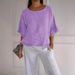 Short-Sleeve Cotton-Linen Top, Summer Loose And Versatile, Age-Reducing Cutout Crew Neck T-Shirt For Women_ecoleips.com