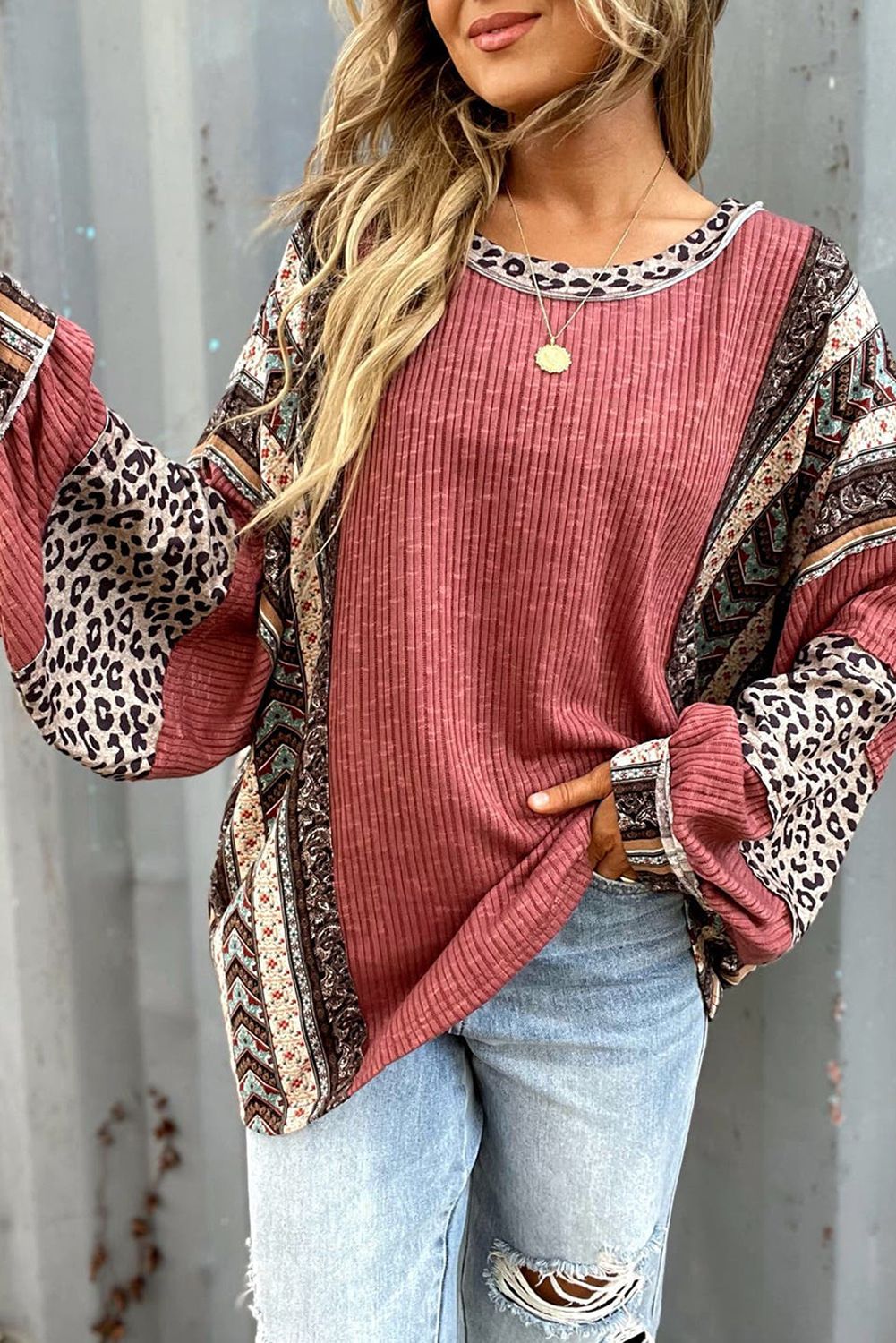 Women's Clothing Women's Casual Color Block Striped Crew Neck Padded Sleeve Sweatshirt Autumn/Winter Top Style_ecoleips.com