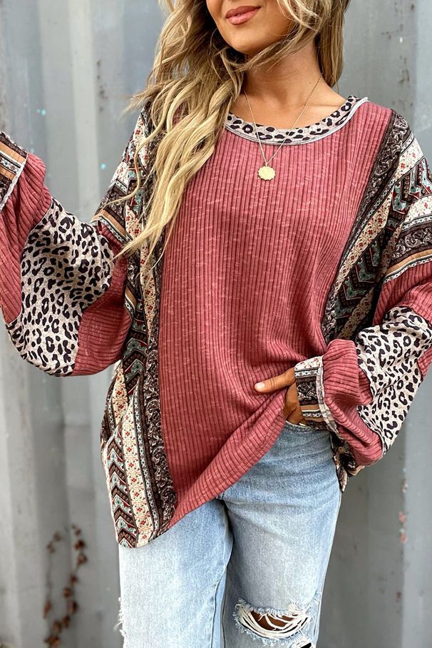 Women's Clothing Women's Casual Color Block Striped Crew Neck Padded Sleeve Sweatshirt Autumn/Winter Top Style_ecoleips.com