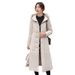 Women's Long Knee-Length Down Cotton Coat Winter Jacket Slim Fit A-Line Padded Parka With Hood (Red, Gray, Black, White)_ecoleips.com