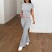 Diyun Sports Hot Girl Style Solid Color Short Sleeve Wide Leg Pants Two-Piece Set Women's Clothing 2025 Spring Summer_ecoleips.com