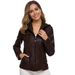 Casual Versatile European And American Long Sleeve PU Leather Short Coat Women's Motorcycle Jacket_ecoleips.com