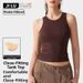 Women's Ribbed round Neck Sports Vest Slim Fit Yoga Top with Detachable Breast Pads Sleeveless Pilates Training Wear_ecoleips.com